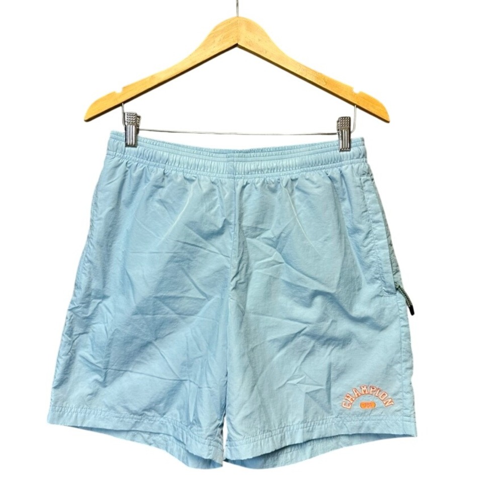 Champion Mens Light Blue Nylon Swim Trunks Mesh Lined Shorts Medium 86163 94H
